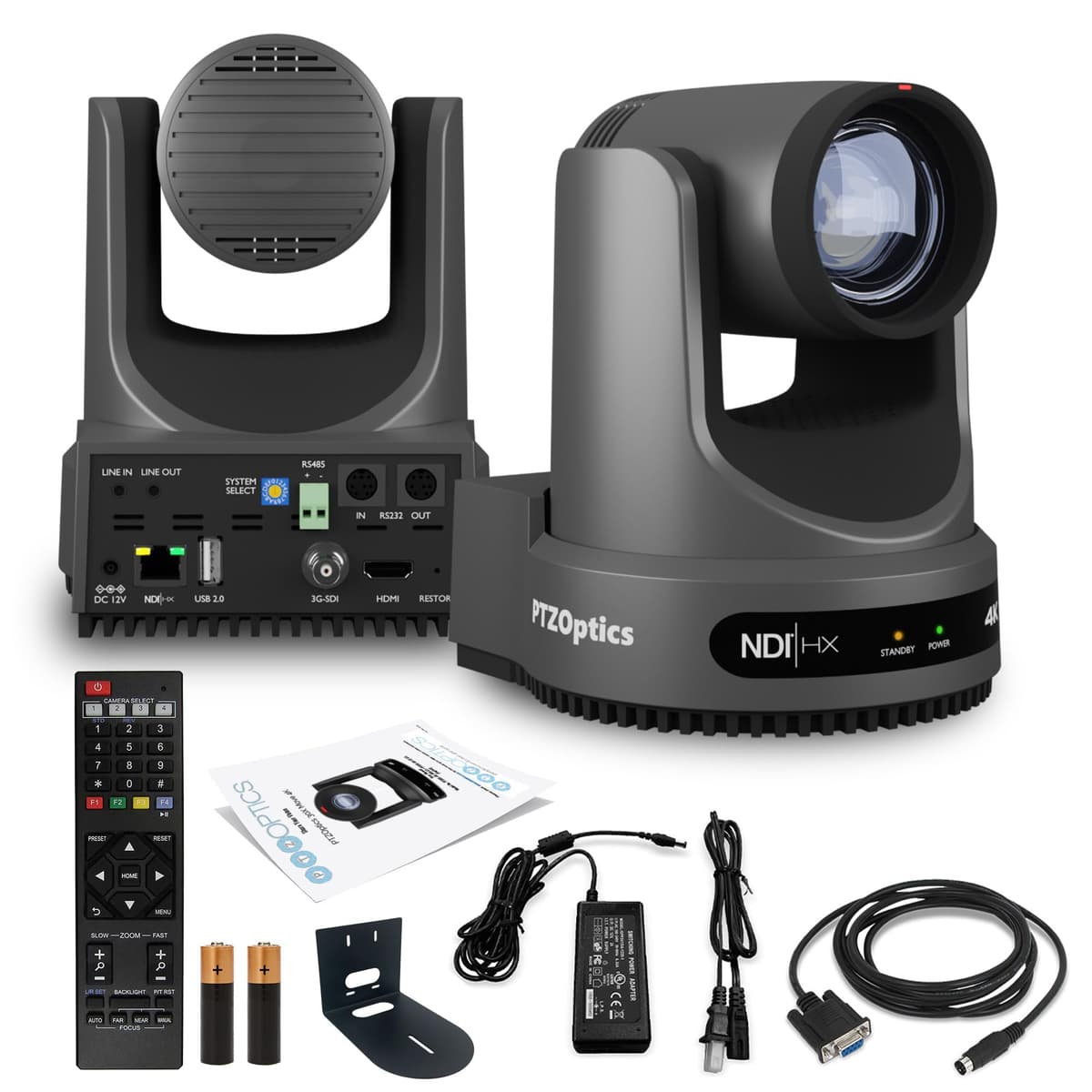 PTZOptics Move 4K PT20X-4K-GY-G3 Cámara PTZ 4K con Zoom Óptico 20x, SDI/HDMI/USB/IP (Gris) + Soporte de Pared Universal (Negro) PT20X-4K-GY-G3_EDI_5