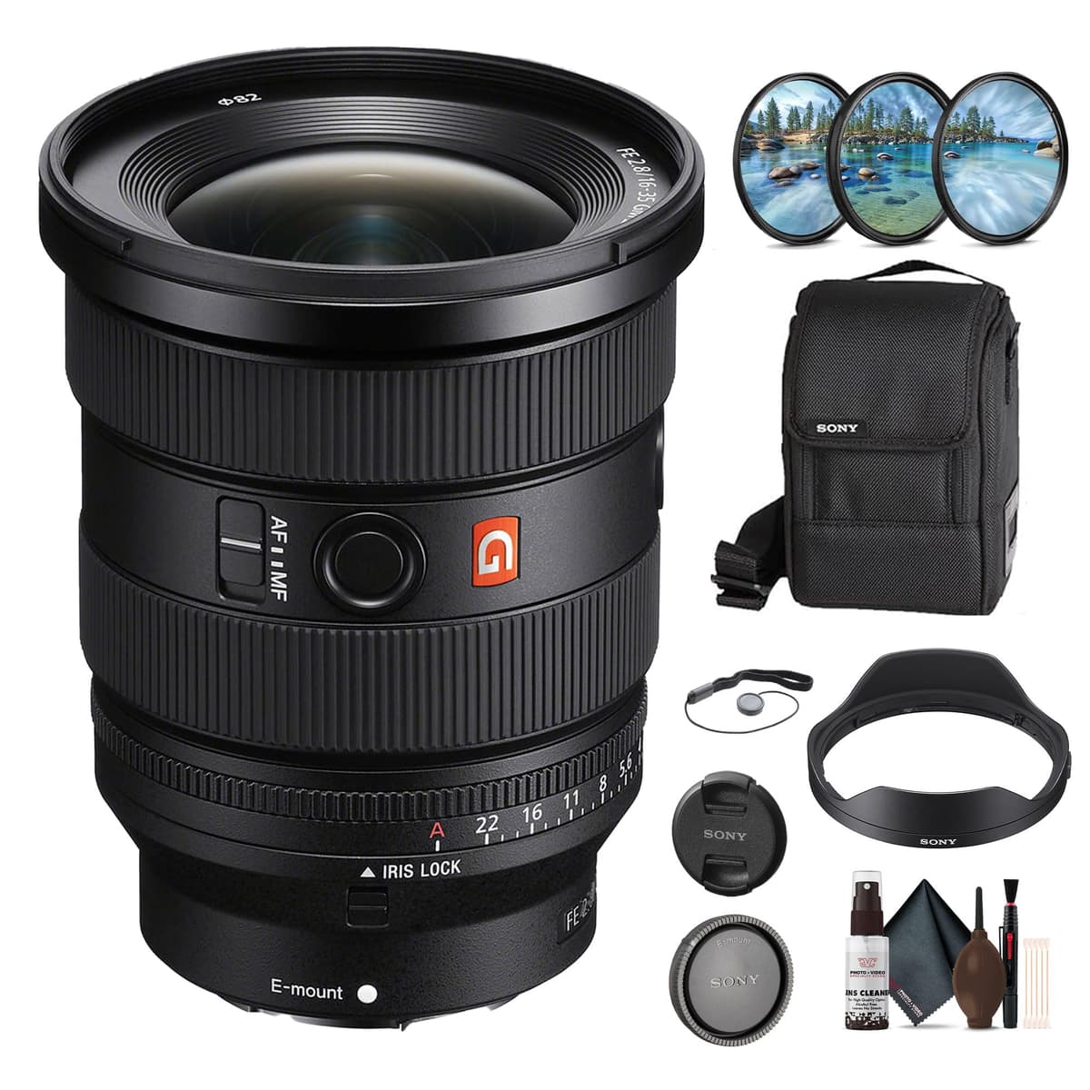 Sony G Master SEL1635GM2 FE 16-35mm f/2.8 II Gran Angular Zoom para Montura E + Kit de Filtros + Cap Keeper + Kit de Limpieza