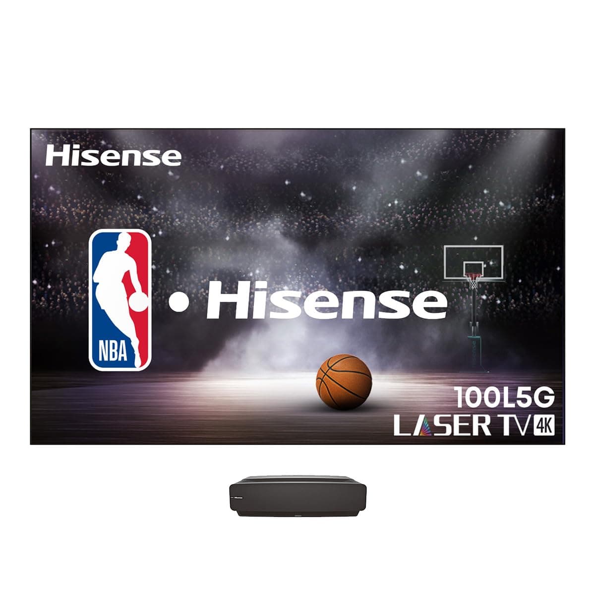 Hisense 100L5G-CINE100A Laser TV 4K UHD, Proyector UST Tiro Ultra Corto con Pantalla ALR 100", 2700 ANSI Lúmenes, Android TV, HDR10, Dolby Atmos 30W (Estéreo), Alexa y Google Assistant Integrados