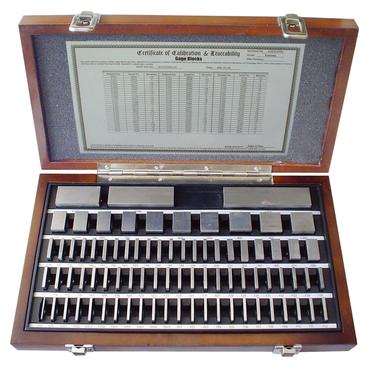 HHIP 4101-0005 Juego de Bloques Patrón Cuadrados 81 Piezas, Grado AS-1, Acero, Precisión Metrológica, Set de Calibración y Medición