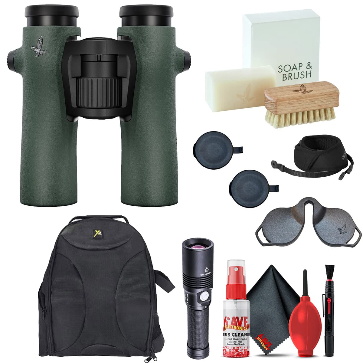 Swarovski NL Pure 8x32 Binoculares - Verde Swarovski, Mochila Acolchada, Linterna y Kit de Limpieza 6AVE, Alta Definición, Compactos para Observación de Aves y Naturaleza 36232_AG1_G48