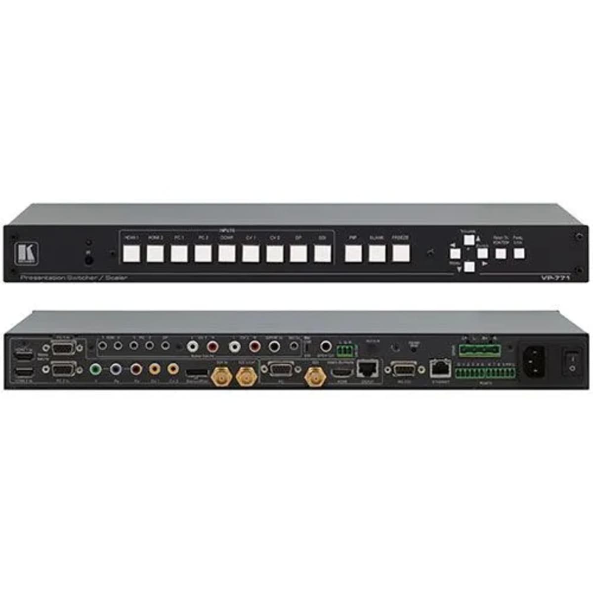Kramer Electronics VP-771 ProScale Conmutador/Escalador de Presentaciones 9 Entradas con Salidas para Altavoces y Audio/Video