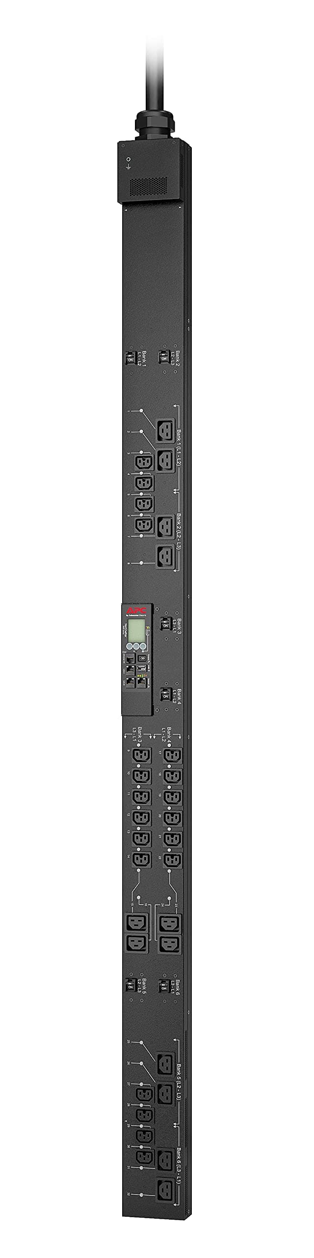 APC NetShelter APDU9966 - PDU Inteligente conmutado 0U vertical, 208V 60A trifásico, enchufe IEC 309 60A 3P+PE, cable 6.5', monitoreo y control remoto, 9000 Series