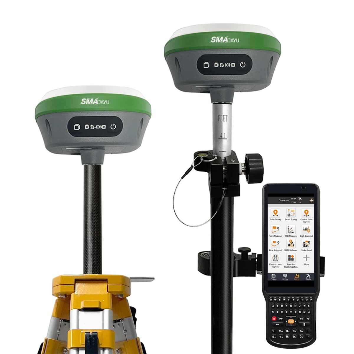 SMAJAYU SMA26 RTK GNSS GPS Topografía con IMU Rover y Base, 1408 Canales, Precisión 0.5 cm, Alcance hasta 10 km, Certificación NOAA, Colector de Mano y Software de Topografía (Trípode y Bastón no Incluidos)