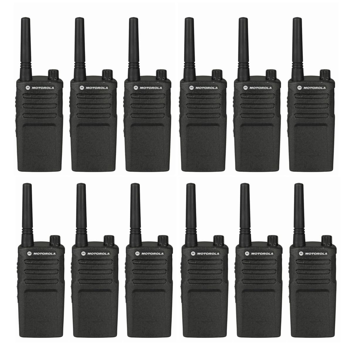Motorola RMM2050 paquete de 12 radios de dos vías walkie talkies UHF industriales con cargadores y accesorios