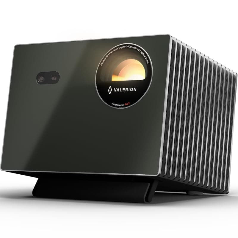 Valerion VisionMaster Pro2 Proyector Triple Láser 4K, Contraste 15000:1, Zoom Óptico 0.9-1.5x, HDR10+, IMAX, 3000 Lúmenes ISO, Latencia 4 ms Gaming, 2X Potencia Multitarea, GTV, Google Home, Apple HomeKit