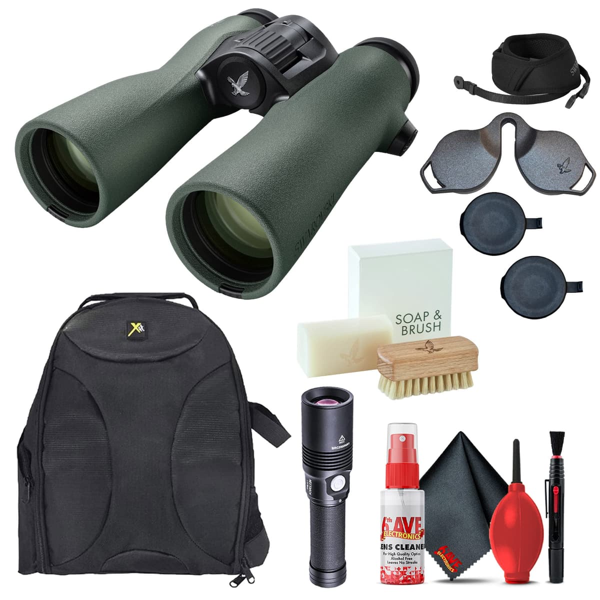 Swarovski NL Pure 8x42 Binoculares - Verde Swarovski, alta definición, amplio campo de visión, observación de aves y naturaleza, con mochila acolchada, linterna y kit de limpieza 6AVE 36008_AG1_G61