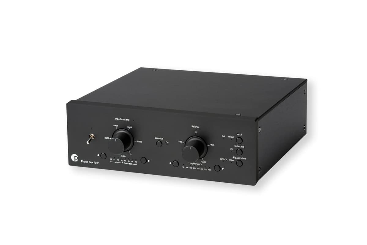 Pro-Ject Phono Box RS2 Preamplificador Phono MM/MC (Negro) Amplificador de Fono Hi-Fi Audiophile Preamp Balanceado XLR/RCAs Ajuste de Ganancia y Carga PRO2080011