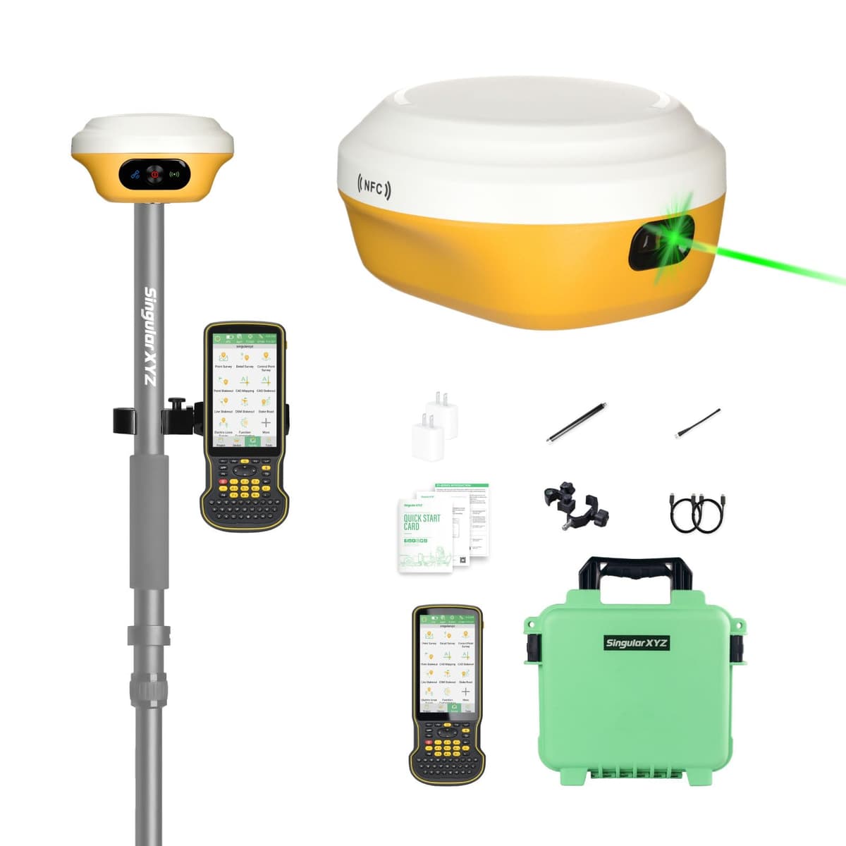 SingularXYZ L1-Laser L1002 IMU GNSS RTK, Receptor GNSS Rover GPS RTK con Medición Láser Integrada, Colector Portátil con Software, Precisión 1 cm, UHF 15 km, Doble Inclinación 60°, Topografía Profesional L1-Laser rover