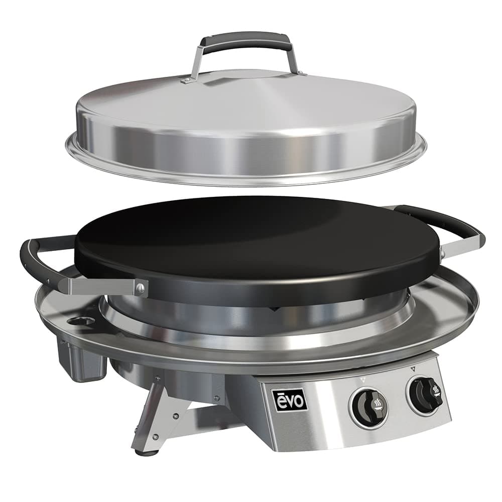 Evo Professional 10-0021-NG Parrilla a Gas Natural de 2 Quemadores en Acero Inoxidable con Plancha (Flattop)