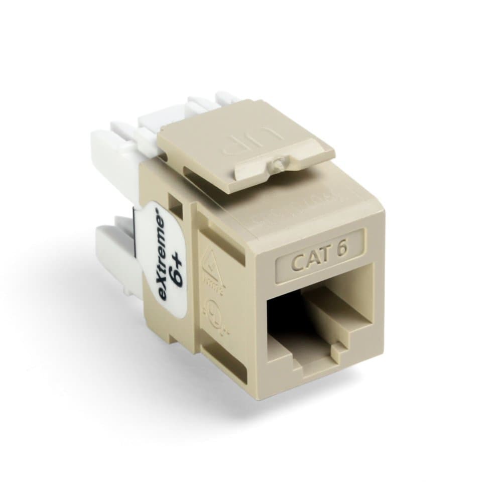 Leviton Extreme 6+ 61110-JI6 Conector QuickPort CAT6, paquete de 150, color marfil, alta velocidad, red Ethernet, compatibilidad Keystone 61110-JE6
