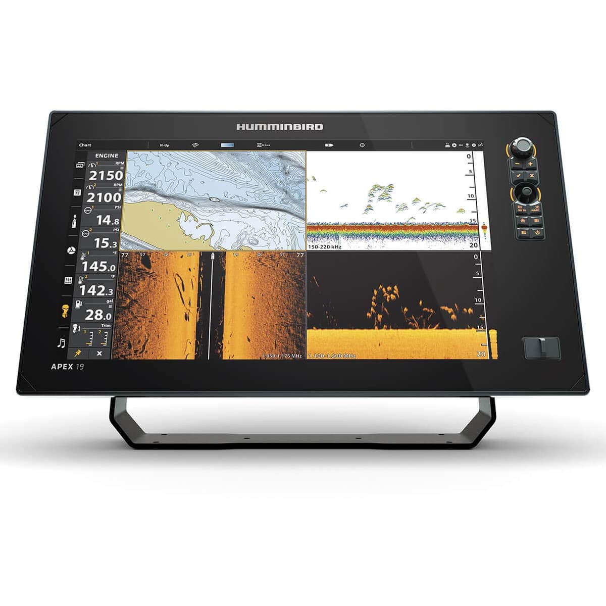 Humminbird APEX 19 411240-1 Plotter GPS y Ecosonda con Transductor, MEGA Side Imaging+ y Pantalla Táctil HD