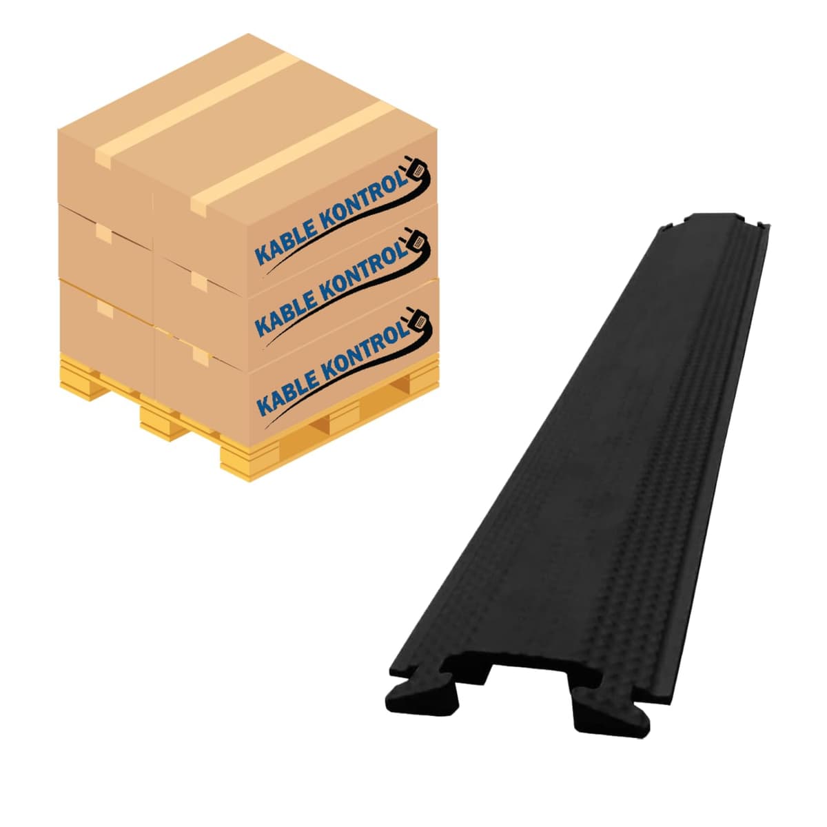 KABLE KONTROL Drop Over Floor Cord Cover 60" 1 Canal Protector de Cables o Alambres - Pack a Granel 140 Piezas - Rampa de Goma para Interior y Exterior - Negro FCC999-60-BLACK-140