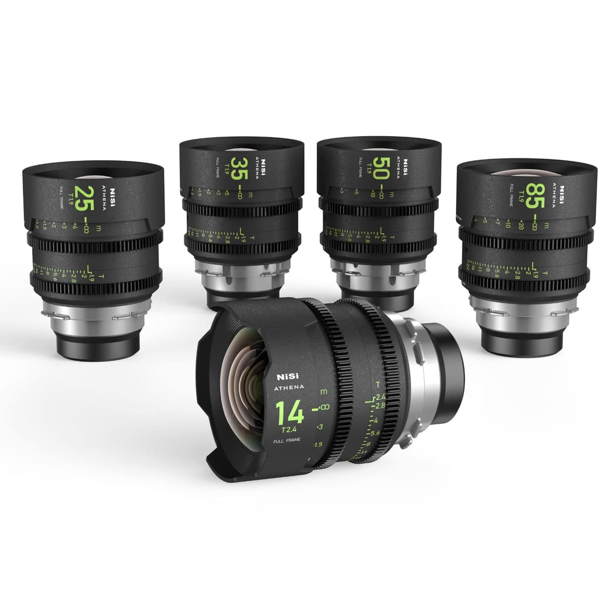 NiSi Athena Prime KIT 5-Lentes con Filtro, Montura ARRI PL, Gran Angular Full Frame, Lentes de Cine Profesionales 14mm T2.4, 25mm T1.9, 35mm T1.9, 50mm T1.9, 85mm T1.9 + Estuche Rígido ATHENA PRIME with Filter
