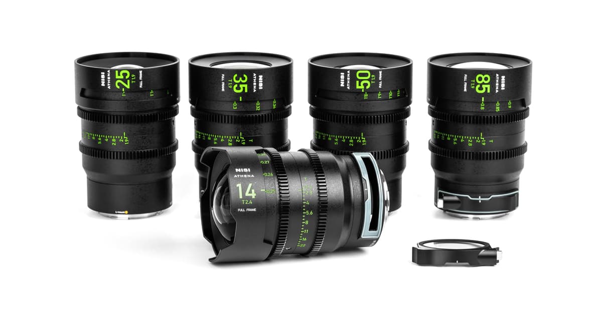 NiSi Athena-L Kit de 5 Lentes Prime para Leica L Mount - Lentes de Cine (14mm T2.4, 25mm T1.9, 35mm T1.9, 50mm T1.9, 85mm T1.9) - Aberración Cromática Ultra Baja y Bokeh Suave - Estuche Rígido y Filtros Incluidos