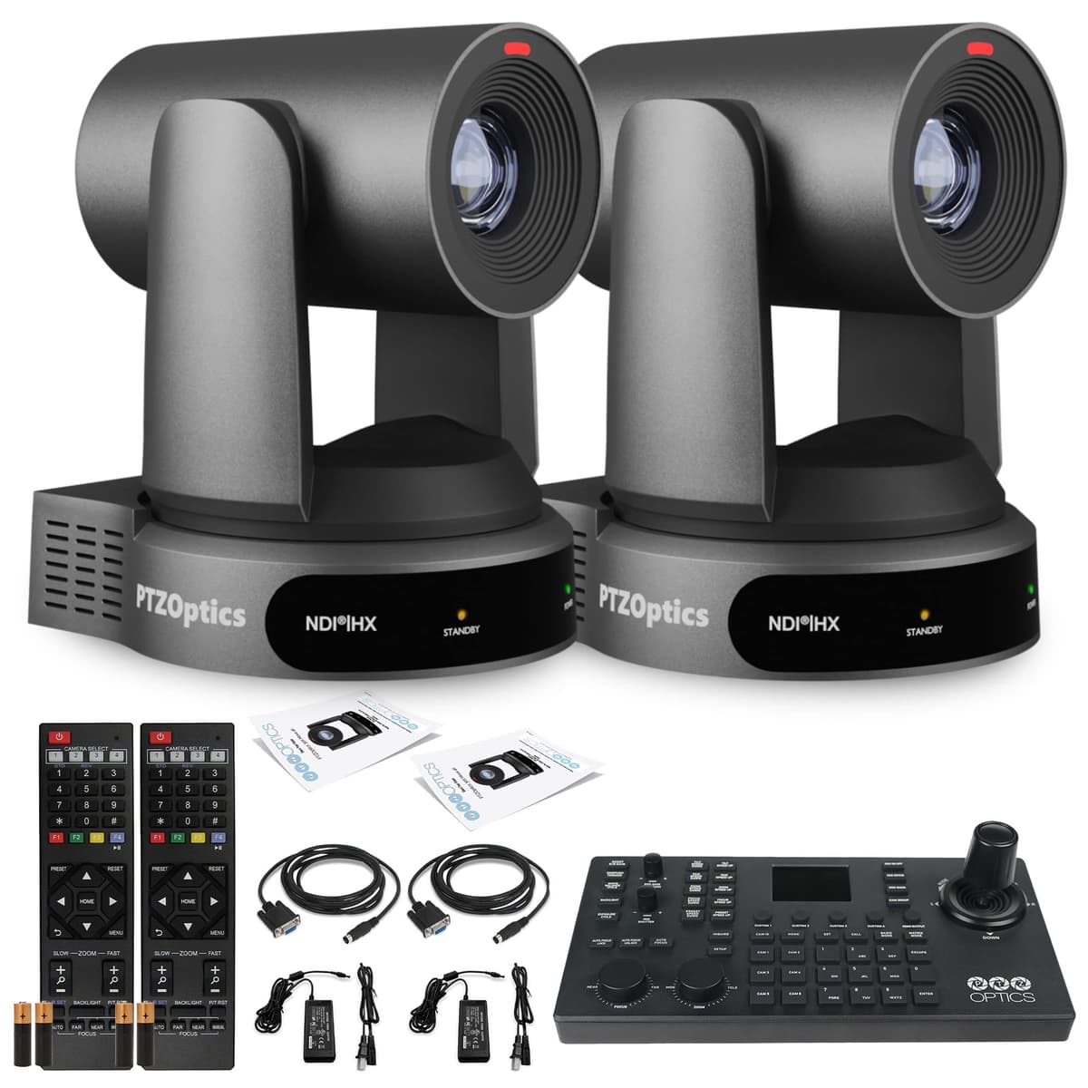 PTZOptics Move 4K PT30X-4K-GY Cámara PTZ 30x Zoom Óptico SDI/HDMI/USB/IP (Gris) x2 + Controlador Joystick PTZOptics SuperJoy (PT30X-4K-GY-G3)