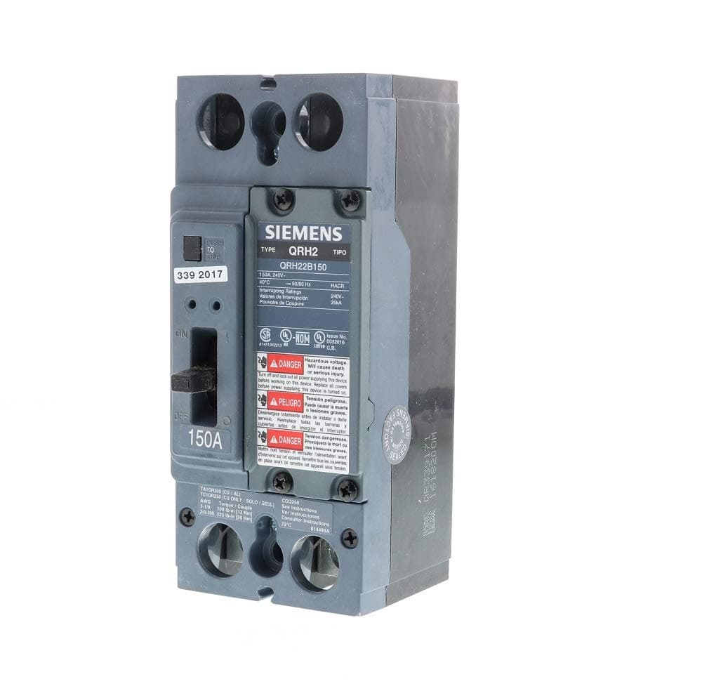 SIEMENS QR US2:QRH22B150 Interruptor Termomagnético 2 Polos 150A 25kA Tipo QR, Disyuntor, Breaker Circuito