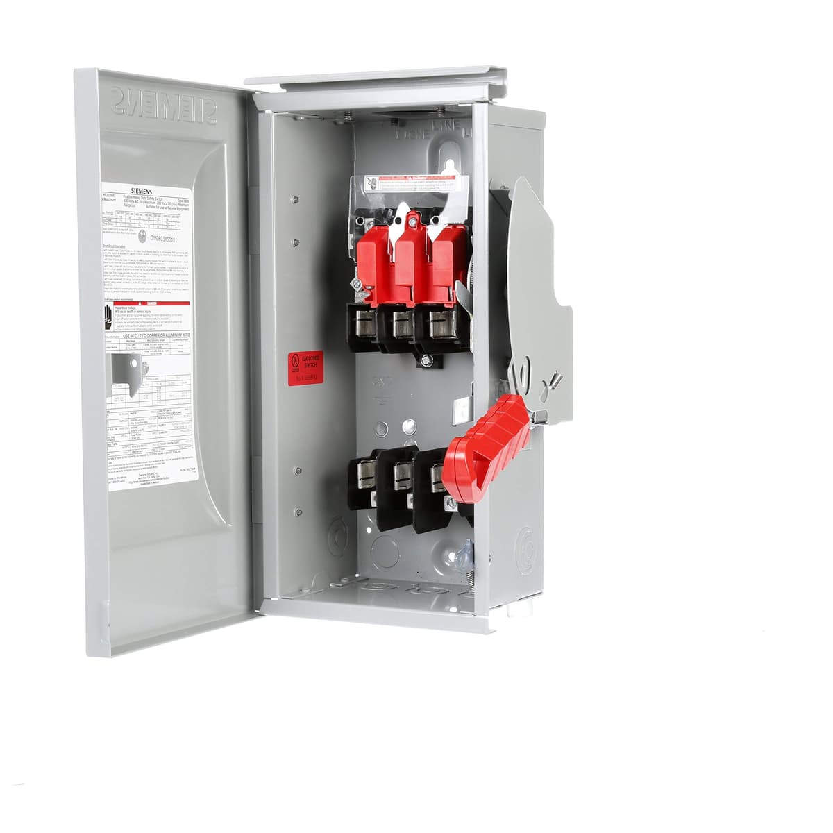Siemens HI HF361NR - Interruptor de seguridad de servicio pesado, 30 A, 3 polos, 600 V, 4 hilos, con fusibles, NEMA 3R, montaje en exterior