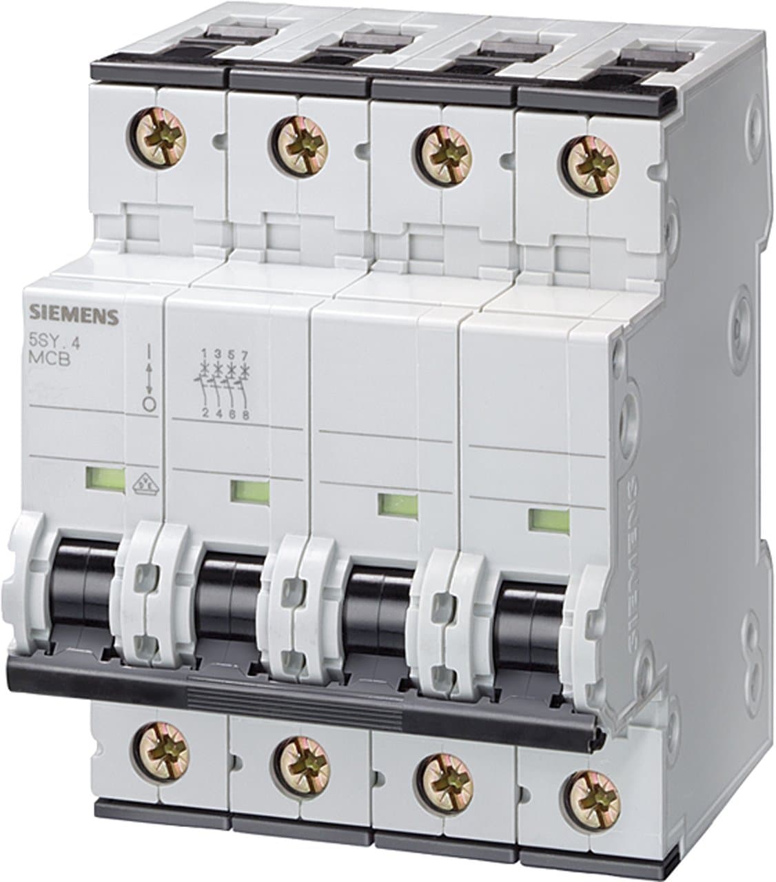 SIEMENS 5SY64637 Protector Suplementario UL 1077, Interruptor 4 Polos, 63A Máx, Curva C, Montaje en Riel DIN