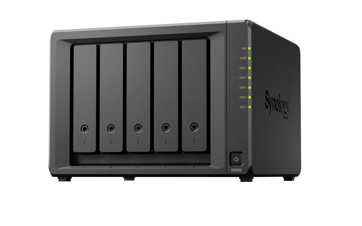 Synology DX525 Unidad de Expansión de 5 Bahías (Sin Discos) NAS RAID Hot-Swap USB 3.2 para Servidores y Almacenamiento en Red