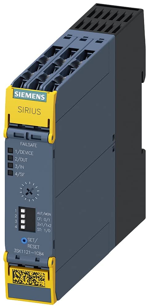 SIEMENS SIRIUS 3SK1121-1CB41 - Relé de seguridad avanzado, 2 contactos NA + 2 NA, tensión de control (TV), relé de seguridad industrial