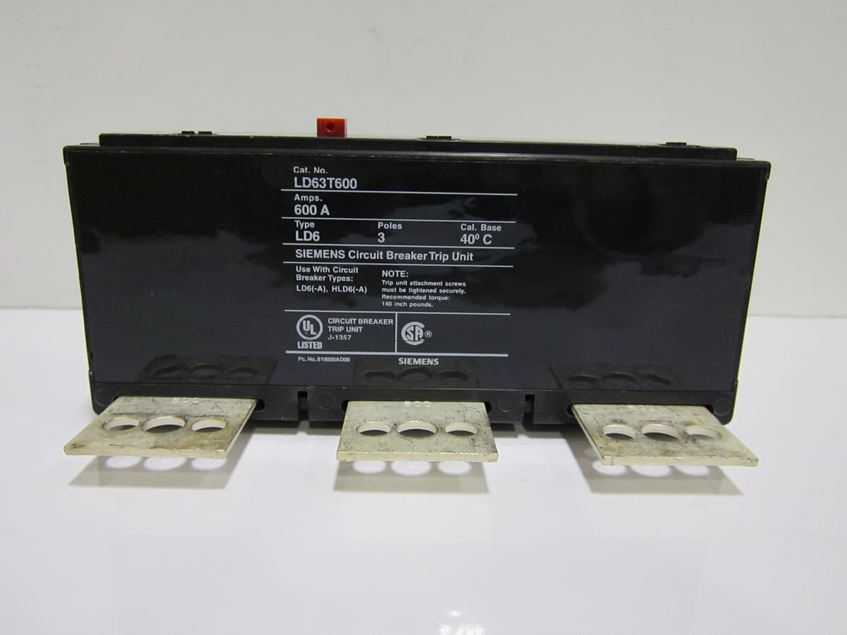 SIEMENS LD63T600 - Interruptor automático (breaker) 600A, 3 polos, 600VAC, línea ITE/JD, disyuntor termomagnético industrial