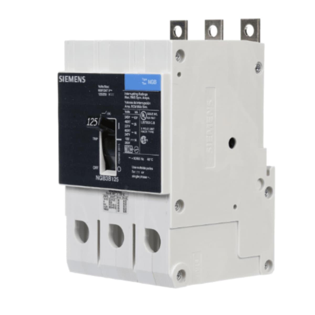 SIEMENS NGB3B125B - Interruptor Termomagnético 3 Polos 125A 600V 14kA - LD Lug - Siemens/ITE