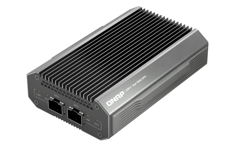 QNAP QNA-UC10G2SF Adaptador de Red USB4 Type-C a Doble Puerto 10GbE SFP+, compatible con Thunderbolt 3/4 y USB4