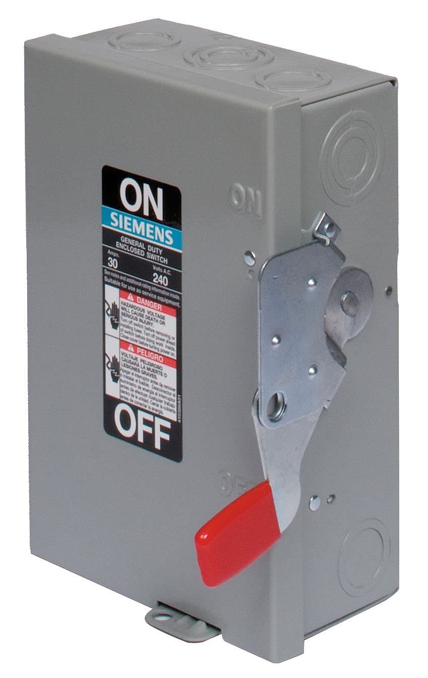 Siemens GF324N - Interruptor de seguridad, NEMA 1, 4 hilos, 3 polos, 11x19x34, color gris, para panel eléctrico, industrial, montaje en superficie