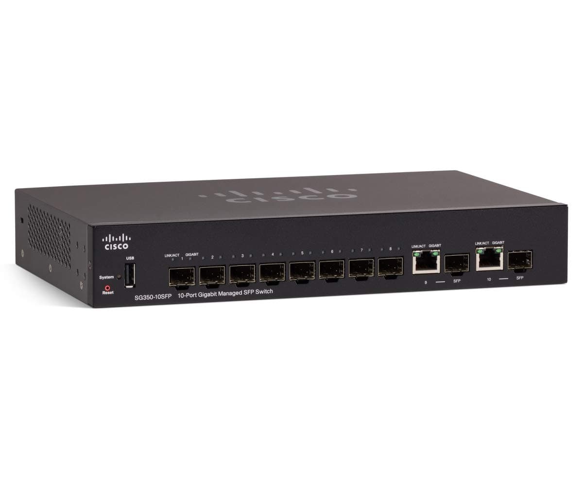 Cisco SG350-10SFP-K9-NA Switch Administrable Gigabit 10 Puertos SFP Reacondicionado (Enterprise) SG350-10SFP-K9-NA-cr