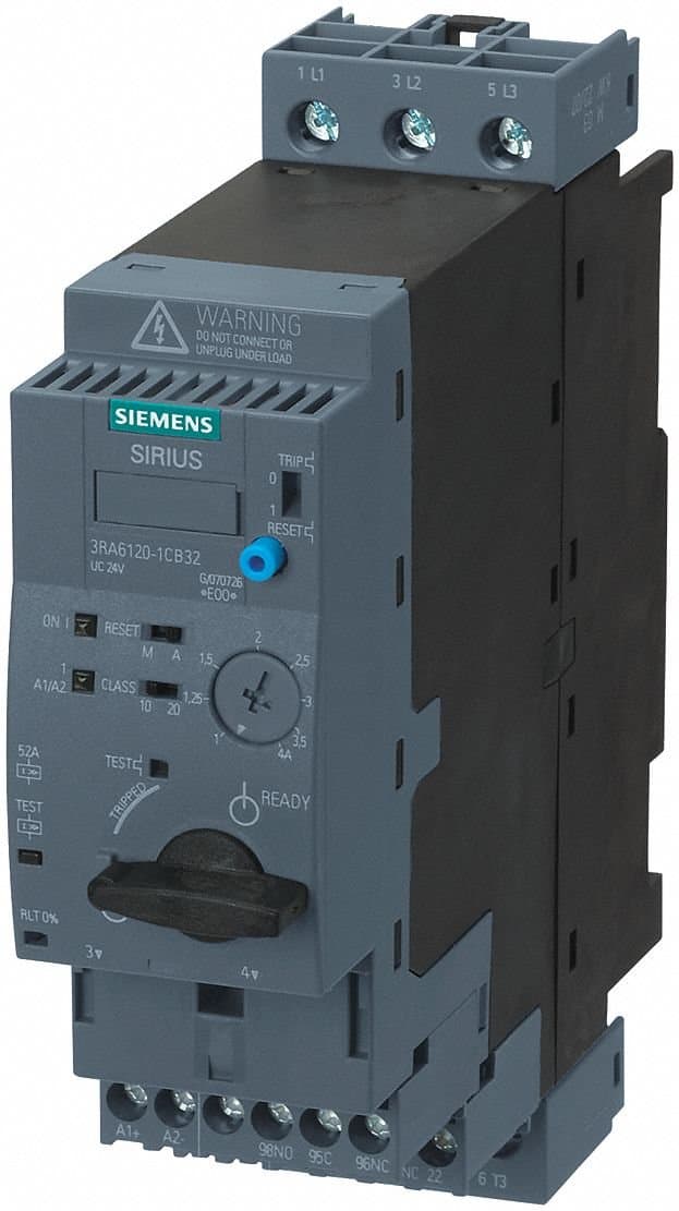 SIEMENS 3RA61201CP32 Arrancador Combinado Compacto para Motor de Inducción Estándar, 4 Polos 480VAC, Bornes a Tornillo, Tensión 240VAC/VDC