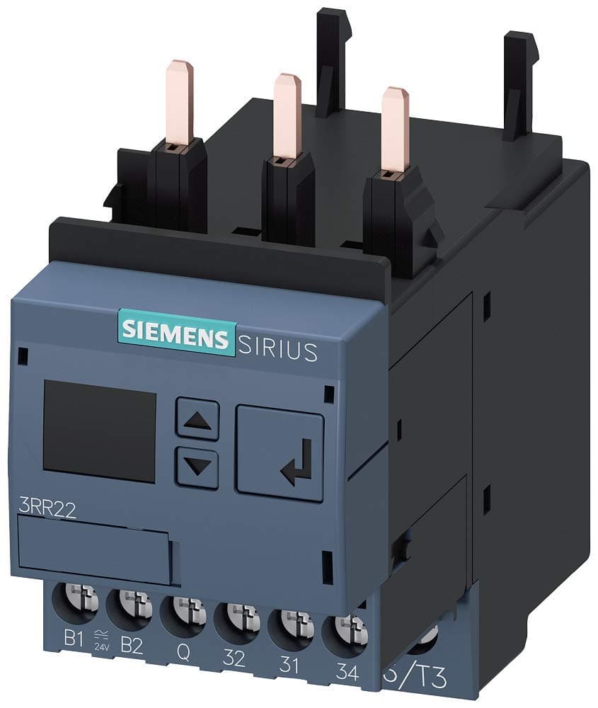 SIEMENS Sirius 3RR22421FW30 - Relé de monitoreo de corriente, versión estándar, para contactores 3RT2/3RA23, tamaño S0, rango 4-40 A, alimentación trifásica 24-240 V AC/DC, bornes de tornillo