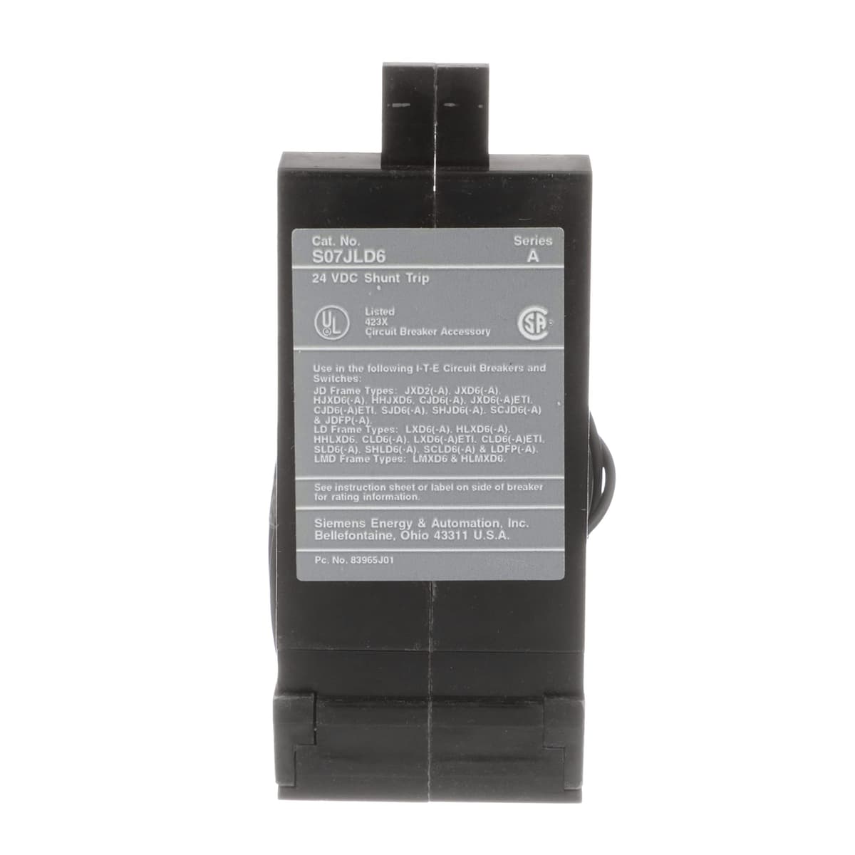 SIEMENS JD/LD/LMD S07JLD6 Disyuntor 24VDC, negro, ST, interruptor automático, breaker industrial