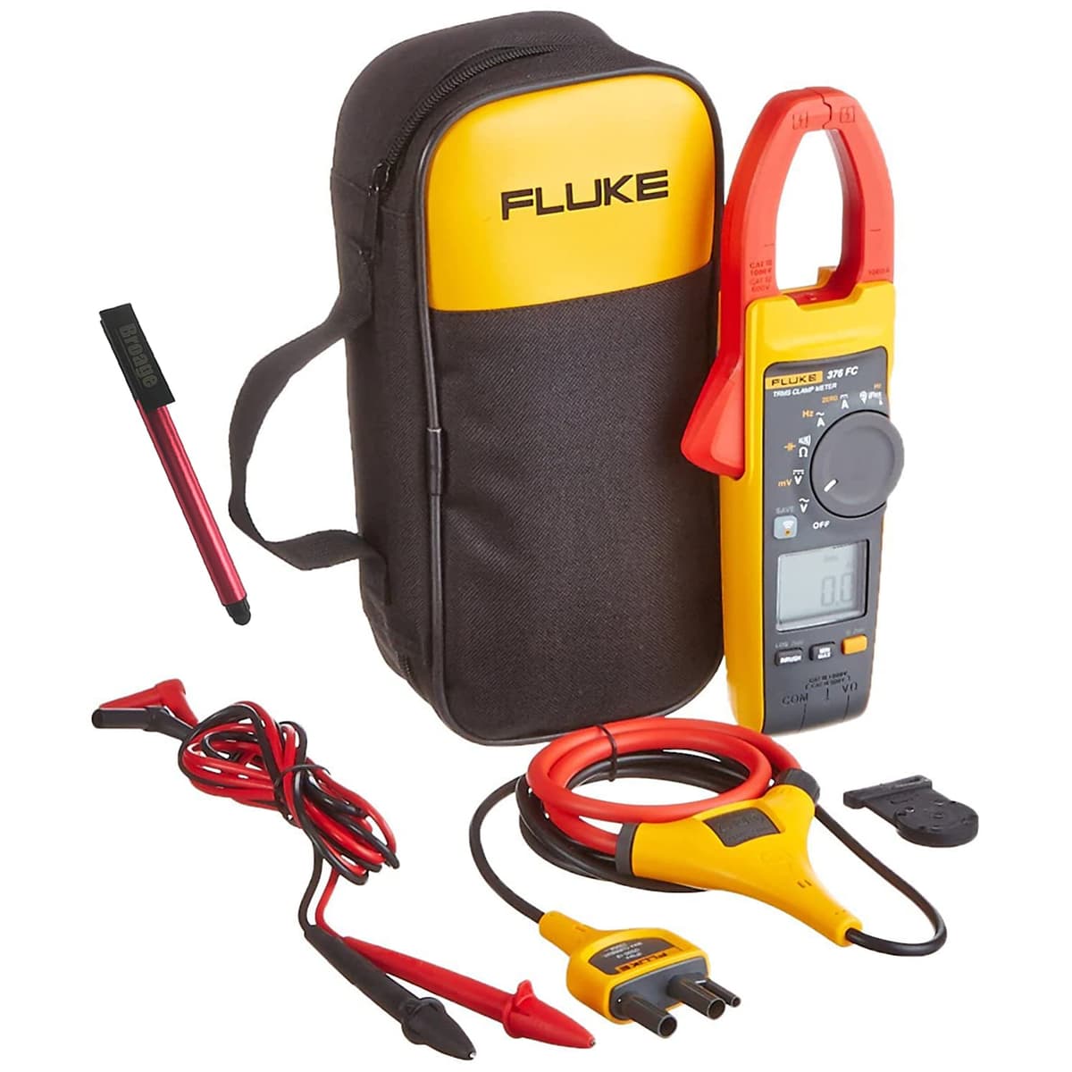 Fluke Serie 376FC Pinza Amperimétrica AC/DC TRMS Inalámbrica con iFlex para Electricistas Industriales/Comerciales, Filtro Paso Bajo VFD Preciso/Arranque (Inrush)/Conectividad Bluetooth para Medidas Remotas, 64GB Flash Stylus