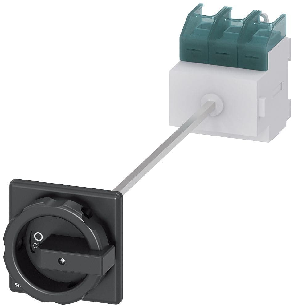 SIEMENS SENTRON 3LD2714-0TK51 - Interruptor Seccionador Principal 3 polos 100A, montaje en piso con acoplamiento a puerta, mecanismo rotativo negro, manija de 4 orificios