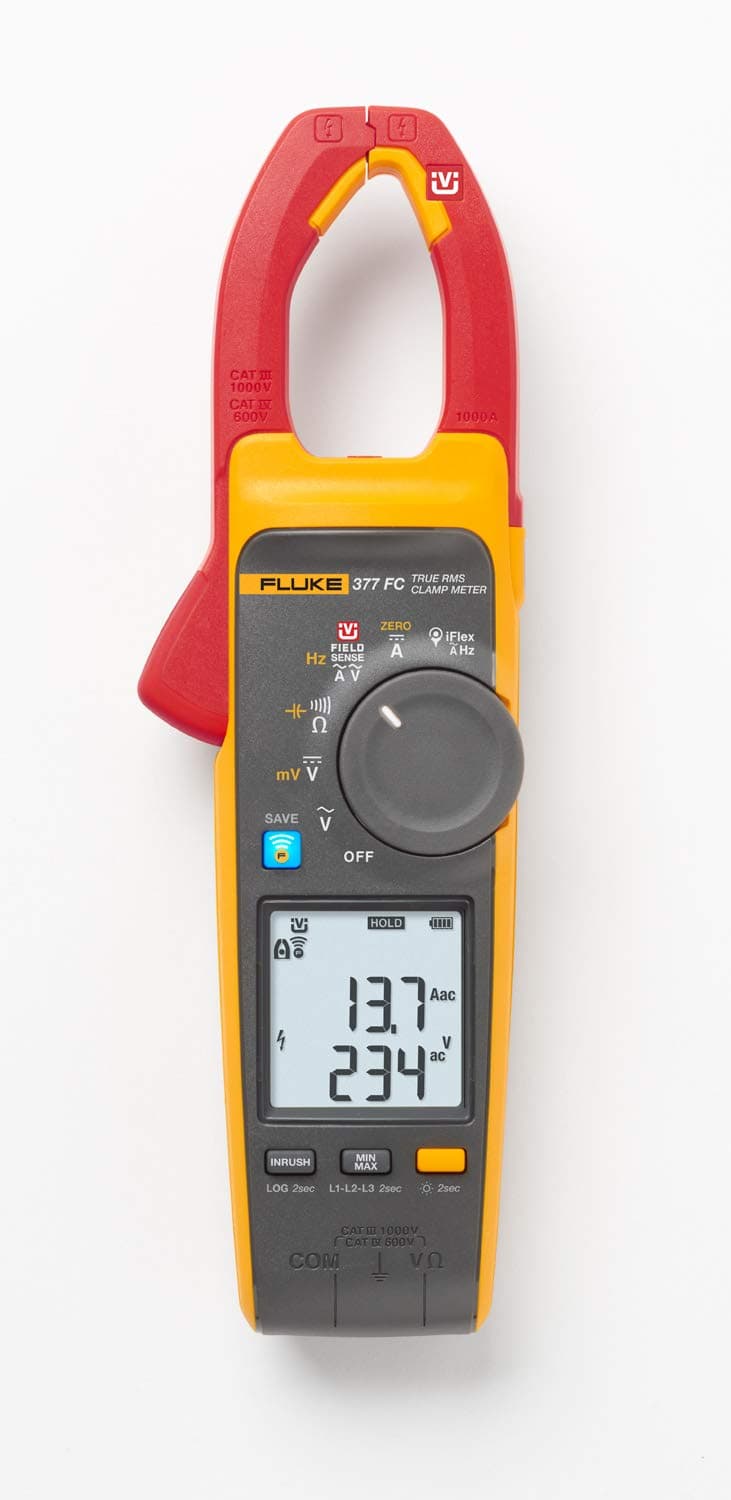 Fluke 377 FC Pinza Amperimétrica True-RMS sin Contacto Voltaje AC/DC con iFlex, Multímetro de Gancho, Conectividad Fluke Connect, Modelo 5111858 (FLUKE-377 FC/E)