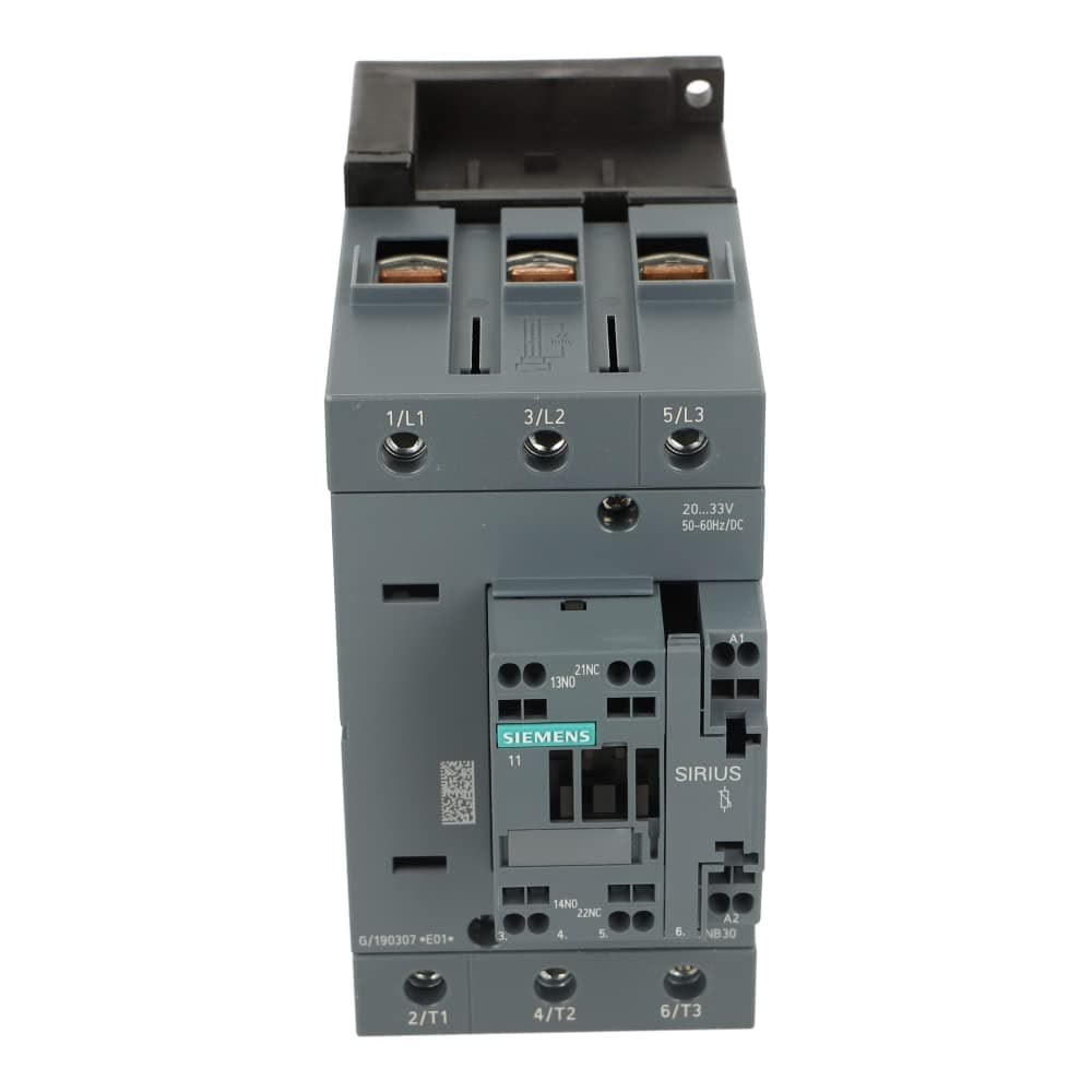 SIEMENS 3RT2046-3NB30 Contactor AC3 95A 45kW/400V 3 Polos (1NO+1NC) Borne de Resorte 20-33V AC/DC con Varistor Tamaño S3