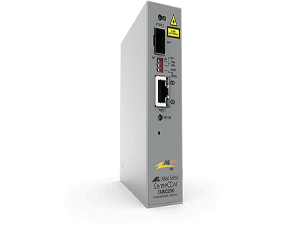Allied Telesis IMC2000TP/SP-980 Convertidor de Medios Transceiver Ethernet Gigabit RJ-45 a SFP PoE Industrial AT-IMC2000TP/SP-980