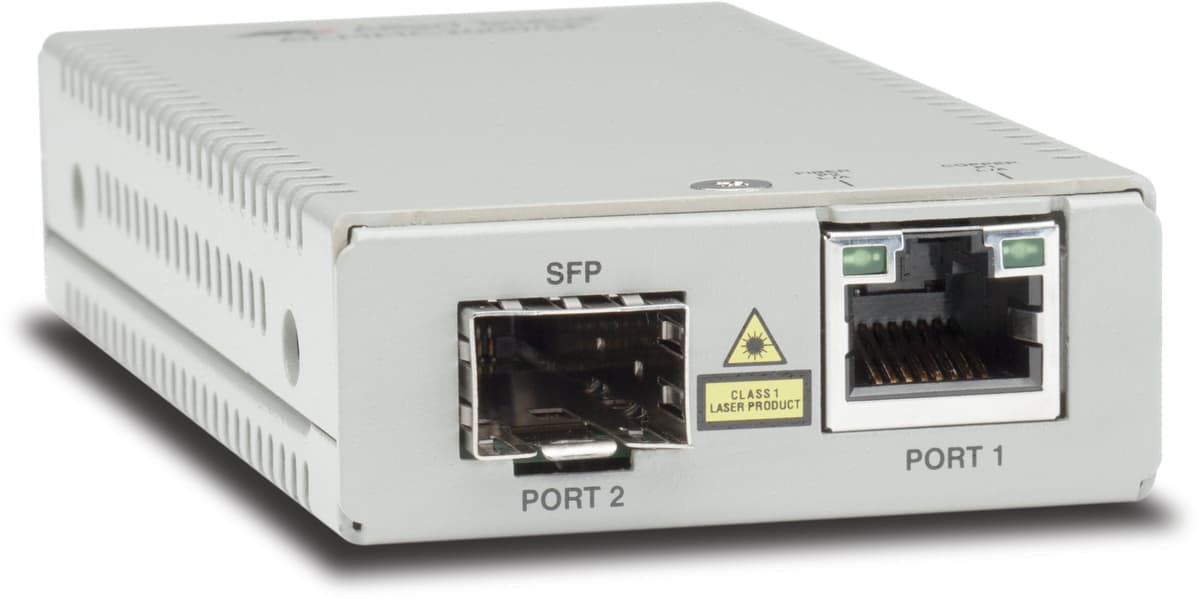 Allied Telesis AT-MMC2000/SP-60 Mini Convertidor de Medios 10/100/1000T a 1000X SFP, Fuente de Poder Universal