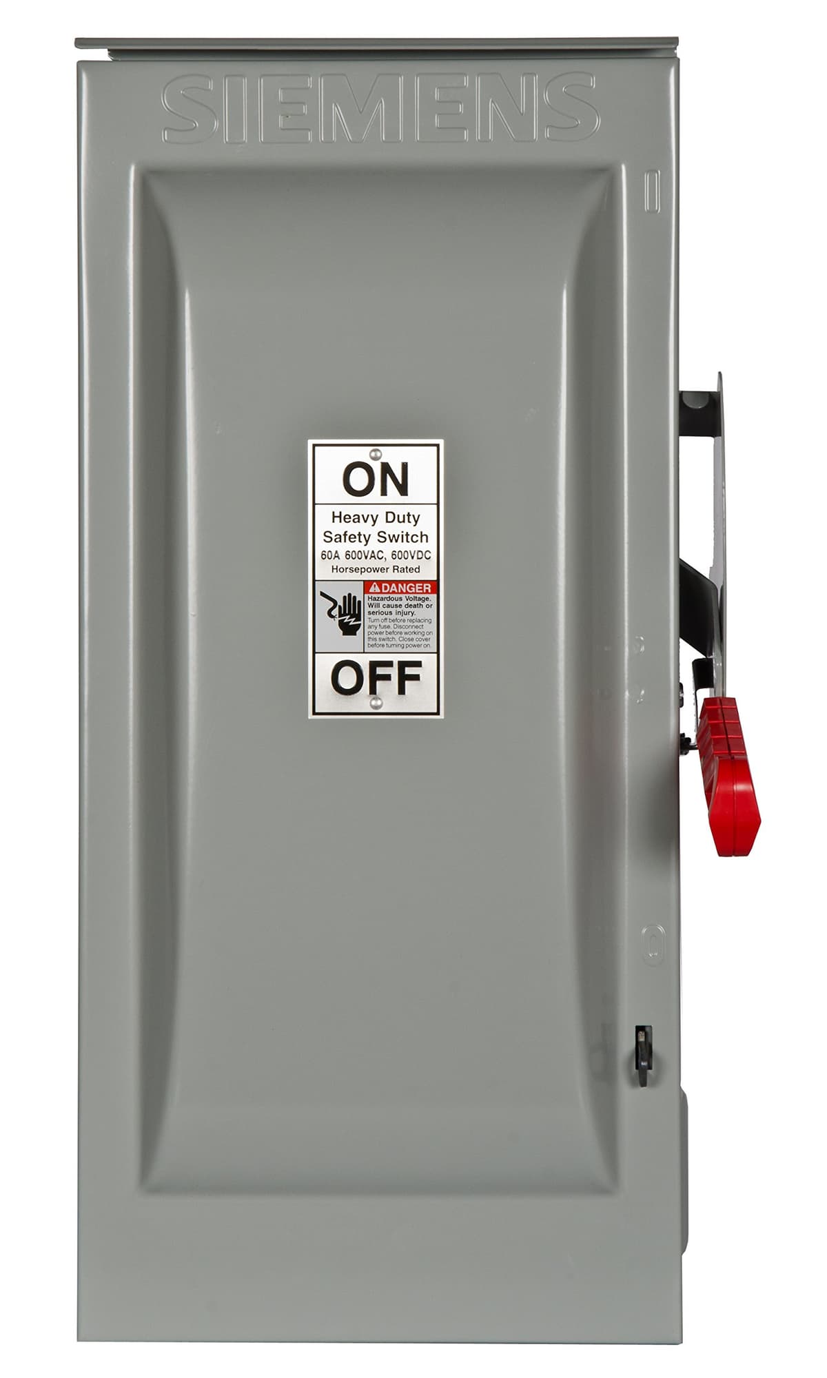 SIEMENS HI HF362RL Interruptor de Seguridad de Servicio Pesado, 60A, 3 Polos, 600V, Fusible, Tipo NEMA, Montaje Lateral