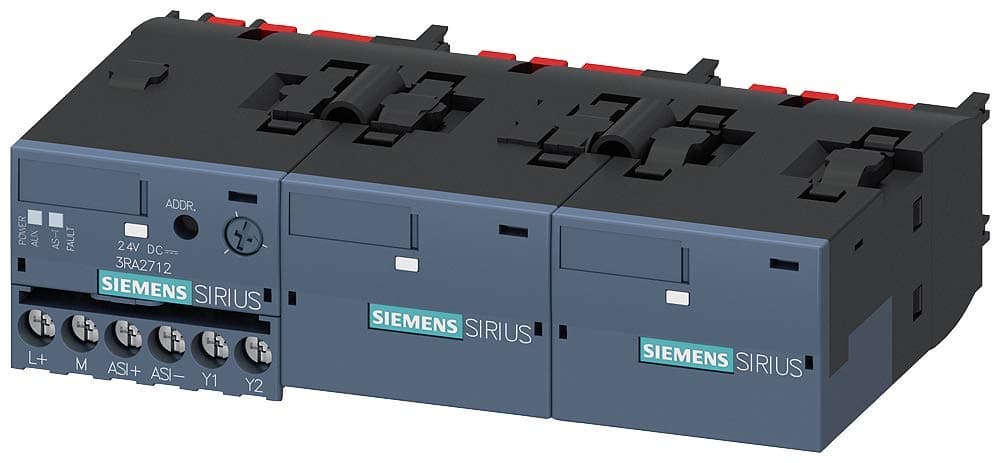 Siemens SIRIUS 3RA27121CA00 Módulo de función AS-i, 24V DC, arranque estrella-triángulo (wye-delta), para montaje en contactores 3RT2 con comunicación, borne a tornillo