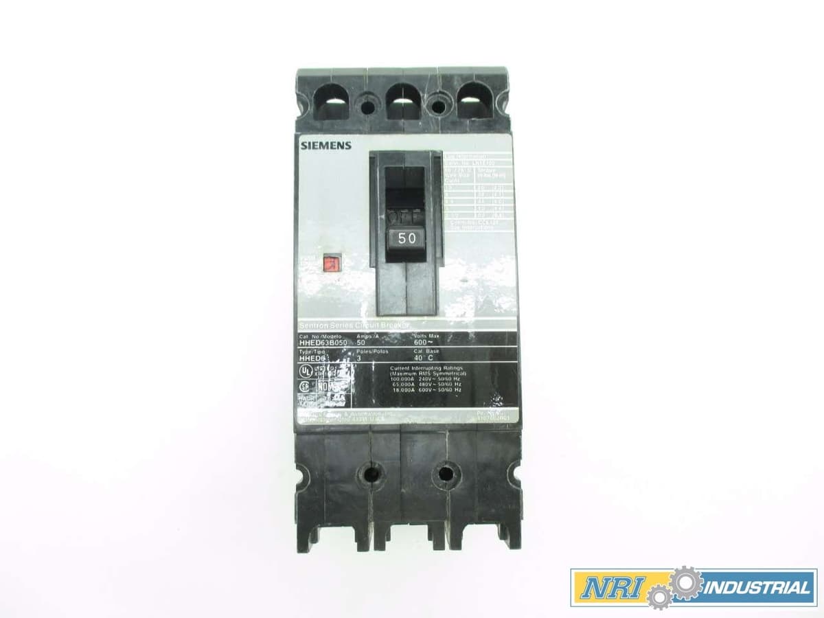 SIEMENS SENTRON HHED63B050 Interruptor Termomagnético 3 Polos 50A 600V-CA, Breaker Industrial, Disyuntor, D514340 D514340-HHED63B050