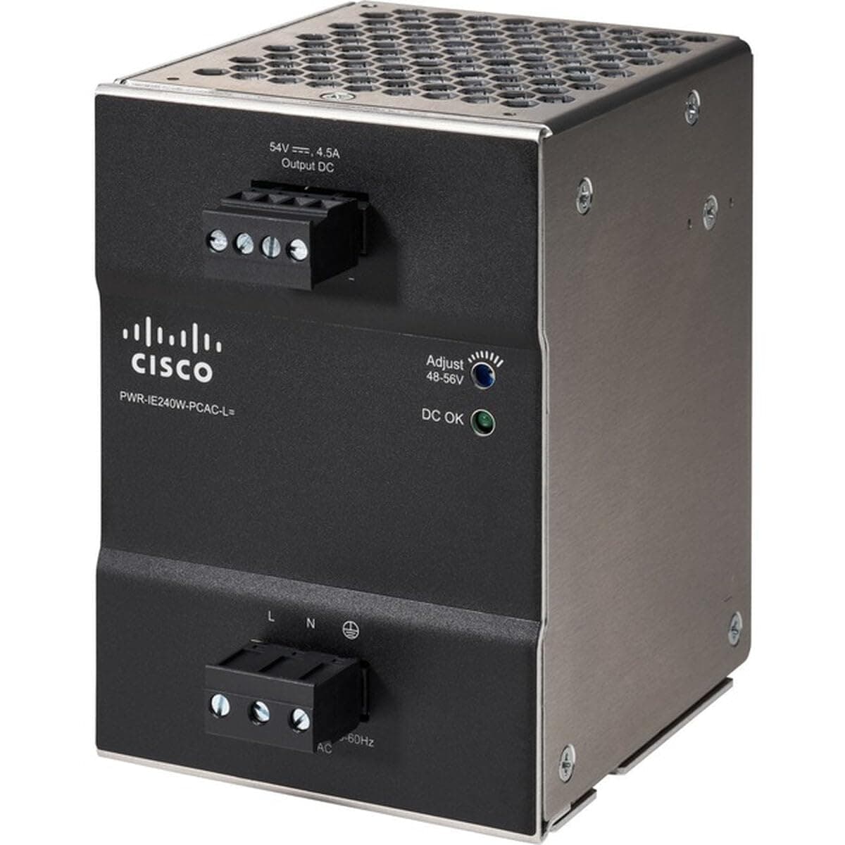 Cisco PWR-IE240W-PCAC-L Fuente de Poder Industrial 240W AC a DC para Switches PoE, PSU de Montaje en Riel DIN, Alimentación Confiable para Redes Industriales