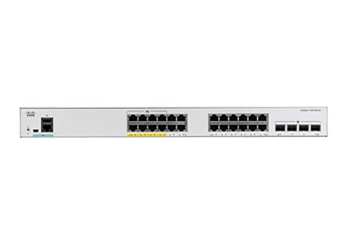 Cisco Catalyst C1000-24FP-4G-L Switch de Red, 24 Puertos Gigabit Ethernet PoE+, Presupuesto PoE 370W, 4 Puertos Uplink SFP 1G (Reacondicionado)