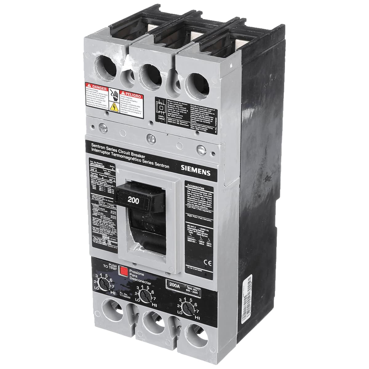 SIEMENS HI HFXD63B200 Interruptor automático 3 polos 200A 600V Nuevo N, código HFXD63B200