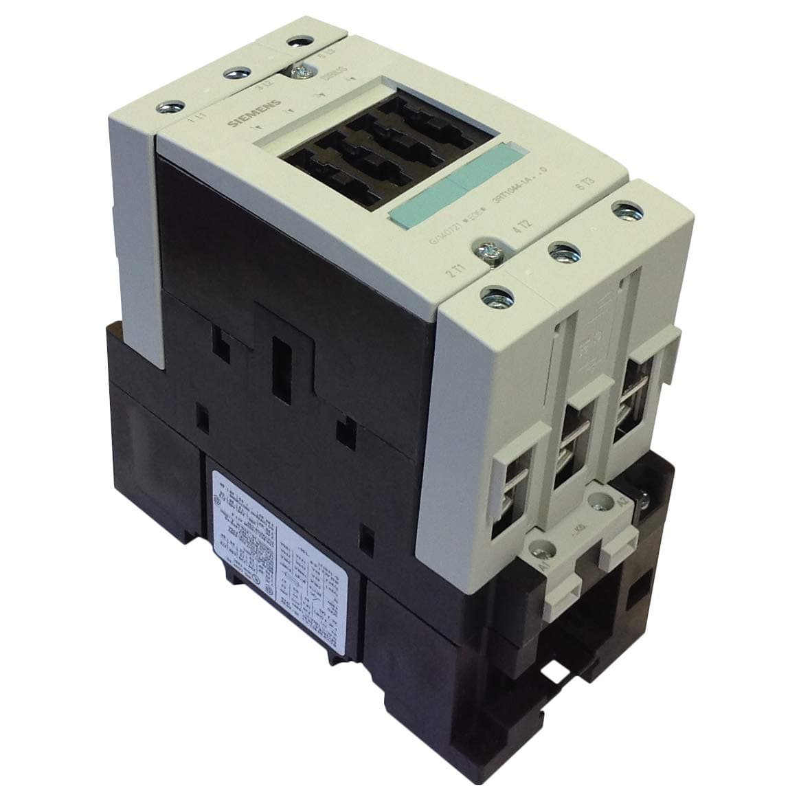 SIEMENS 3RT1044-1AK60 Contactor AC-3 30 kW/400 VAC, Bobina 110 V 50 Hz / 120 V 60 Hz, 3 Polos, Tamaño S3, Conexión por Tornillo