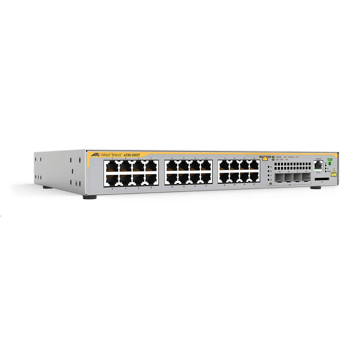 Allied Telesis AT-X230-28GT-10 switch Ethernet gestionable 28 puertos Gigabit, capa 2, PoE/PoE+, apilable, montaje en rack