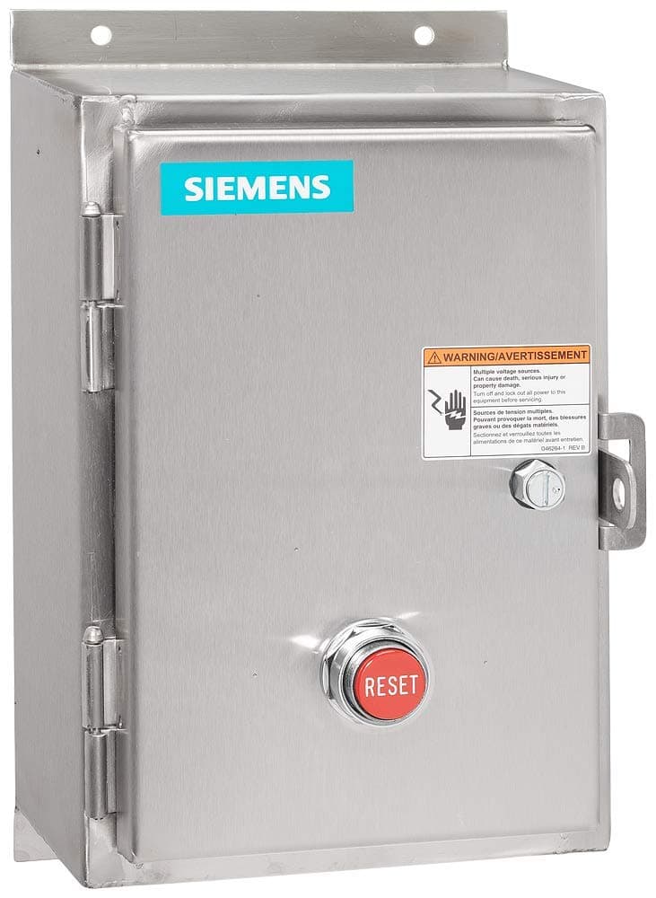 Siemens 14HUG32WH Arrancador de Motor de Servicio Pesado, No Reversible, Sobrecarga de Estado Sólido, Rearme Automático/Manual, Gabinete NEMA 4/4X, 3 Fases, 3 Polos, Tamaño 3, Rango de Sobrecarga 25-100A, Bobina 480VAC US2:14HUG32WH