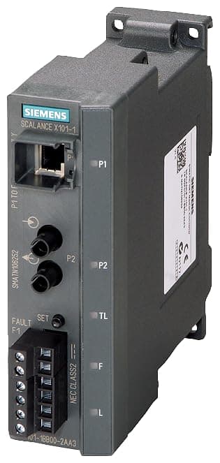 Siemens Scalance 6GK5101-1BB00-2AA3 Convertidor de Medios Industrial, Ethernet, Fast Ethernet, RJ45 a fibra, Managed, robusto para automatización industrial