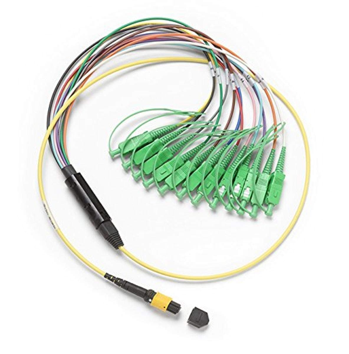 Fluke Networks SBKC-MPOAPCU-SCAPC Cable Breakout 1 m para fibra monomodo MPO-APC sin pines a conector SC-APC, alta compatibilidad y rendimiento para redes ópticas